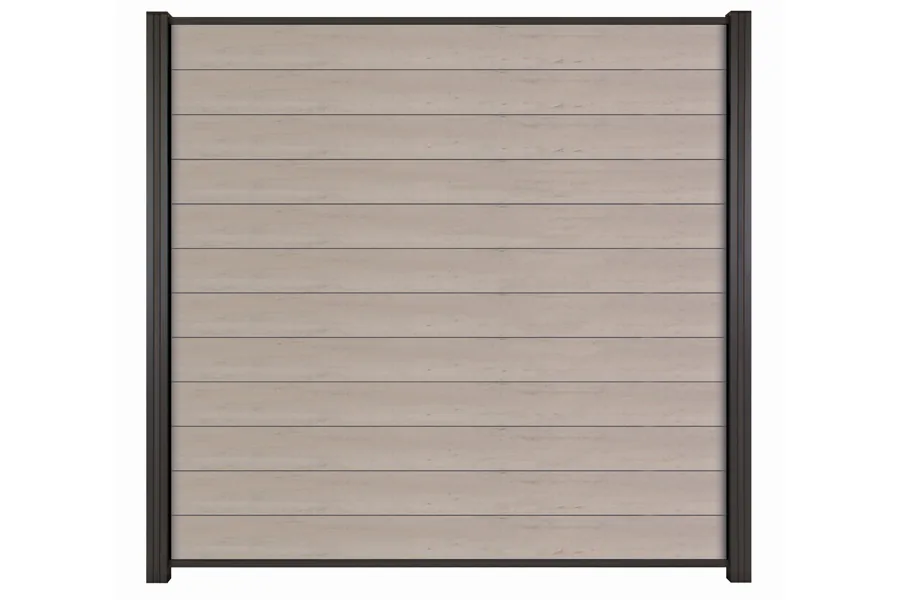 WPC Zaun / Sichtschutz / Steckzaun, 20 (S) x 1800 (H) x 1800 (B) mm, incl. Anfangs- und Abschlussleiste Modulares Zaunsystem in Bicolour Grau (ohne Pfosten)