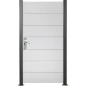 Glas Sichtschutz, Glaszaun Tür Satinato Streifen Dekor 82 Höhe 180 cm Breite 98,7 cm (mit Beschlag)