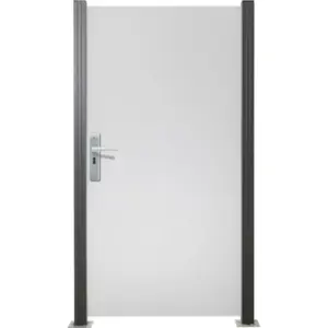 Glas Sichtschutz, Glaszaun Tür Satinato Vollflächen Dekor 84 Höhe 180cm Breite 98,7 cm (mit Beschlag)