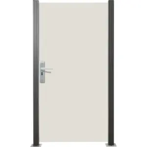 Glas Sichtschutz, Glaszaun Tür Creme weiß Vollflächen Dekor 84 Höhe 180 cm, Breite 98,7 cm (mit Beschlag)