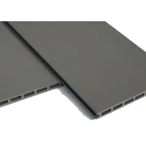 WPC Hohlkammerdiele, Balkondiele, 20 (Stärke) x 250 mm (Breite), stabiles 7-Kammer-System, beidseitig gebürstet / einseitig genutet, grau, in der Länge von 1,80 m