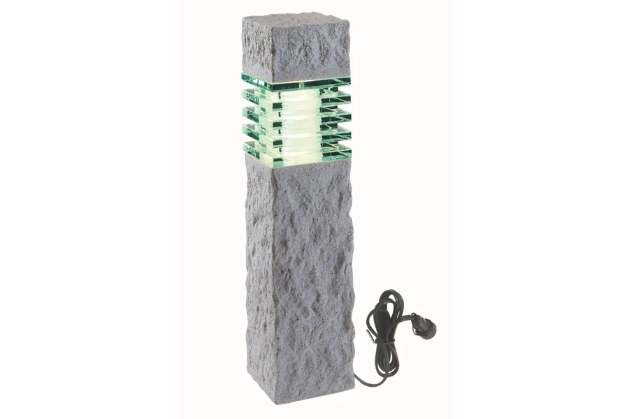 Wege-/Ambiente-Leuchte WEGA, Granitoptik hellgrau, 405 (H) x 105 (B) x 105 (T) mm, 3 Watt