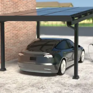 Carport Bausatz, Aluminium mit Solardach für 1 PKW, Modulleistung 440 W, 9 Module pro Carport, Caportmaße 5200 x 3540 x 3000 mm, beidseitig Glasmodule 440 W / Modul mit Alurahmen