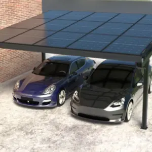 Carport Bausatz, Aluminium mit Solardach für 2 PKW, Modulleistung 440 W, 15 Module pro Carport, Caportmaße 5200 x 5850 x 3000 mm, beidseitig Glasmodule 440 W / Modul mit Alurahmen