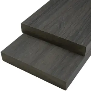 WPC Fassadenholz Glattkantbrett Abschlussprofil massiv, 23 mm (S) x 138 mm (B), Länge: 2,9 m, dunkelgrau, einseitig strukturiert / einseitig gebürstet glatt