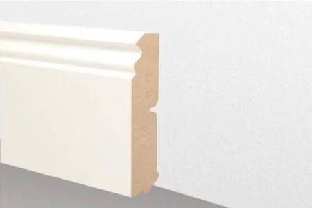 MDF-Sockelleiste weiß, massiv, Kante profiliert, 20 x 80 x 2400 mm