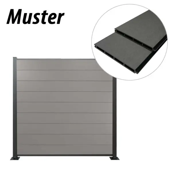 Muster WPC Zaun / Sichtschutz / Steckzaun, 20 x 200 mm, grau