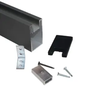 Universal Wandanschluss U-Profil Aluminium für WPC Zäune, anthrazit, geeignet für Füllelemente bis 20 mm, 68 mm x 40 mm, Länge: 1,20 m
