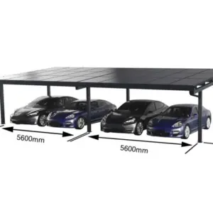 Carport Modular, Aluminium mit Solardach für 4 PKW, beidseitig Glasmodule, Modulleistung 440 W, 30 Module pro Carport, Caportmaße 11200 mm (B) x 3460 mm (T) x 3850 mm (H)
