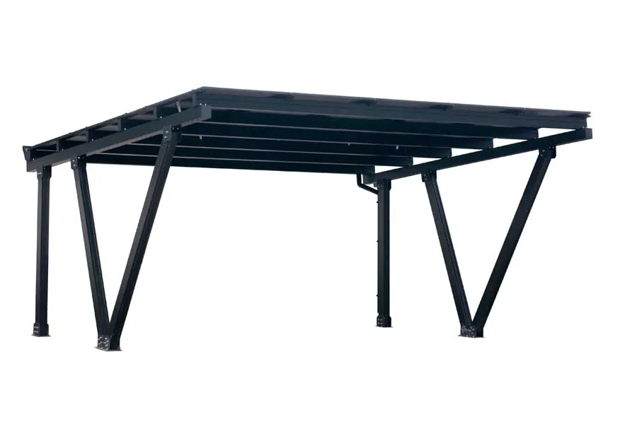 Carport Premium, Aluminium mit Solardach für 2 PKW, beidseitig Glasmodule, Modulleistung 440 W, 15 Module pro Carport, Caportmaße 5850 mm (B) x 5200 mm (T) x 3000 mm (H)