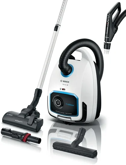 BOSCH Serie 6 Staubsauger mit Beutel ProSilence, Weiß