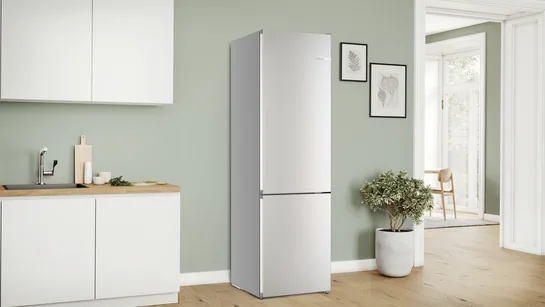 BOSCH Serie 4 Freistehende Kühl-Gefrier-Kombination mit Gefrierbereich unten 203 x 60 cm Gebürsteter Stahl KGN392I1F