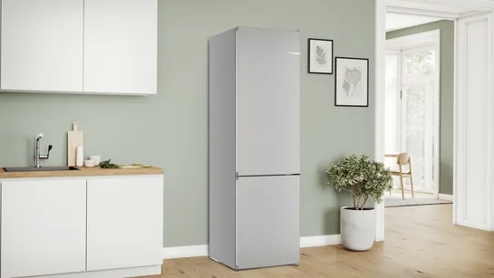 BOSCH Serie 4 Freistehende Kühl-Gefrier-Kombination mit Gefrierbereich unten 203 x 60 cm Metall-Optik KGN392LAG