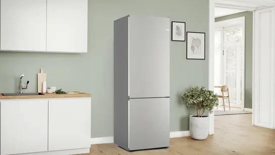 BOSCH Serie 4 Freistehende Kühl-Gefrier-Kombination mit Gefrierbereich unten 203 x 70 cm Gebürsteter Stahl KGN492IAF