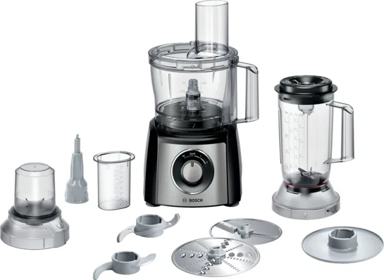 BOSCH Kompakt-Küchenmaschine MultiTalent 3 Plus 900 W aus Edelstahl, Schwarz