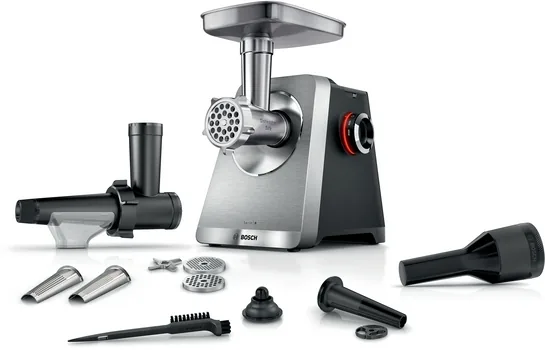 BOSCH Serie 8 Fleischwolf MultiPower 2500 W Gebürsteter Stahl MFWS835M