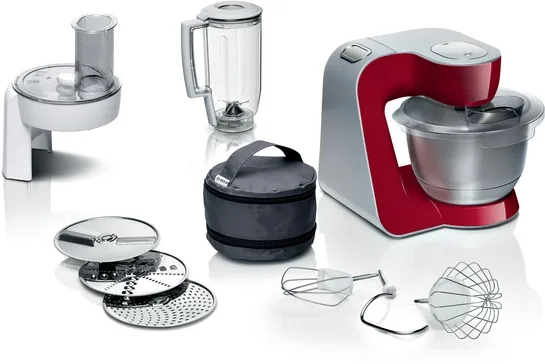 BOSCH Serie 4 Küchenmaschine MUM 5 1000 W Rot, Silber