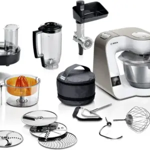 BOSCH Serie 4 Küchenmaschine mit Waage MUM 5 1000 W Weiß, Champagne MUM5XW40