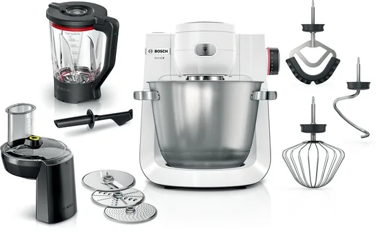 BOSCH Serie 6 Küchenmaschine 1600 W aus Edelstahl, Weiß
