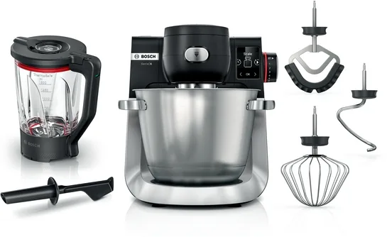 BOSCH Serie 6 Küchenmaschine mit Waage 1600 W Schwarz, Edelstahl gebürstet MUMS6ZS17