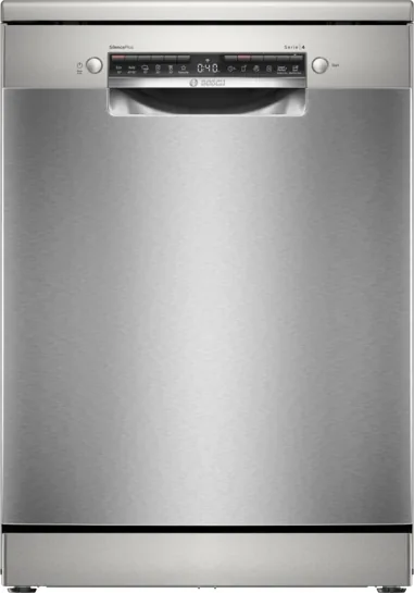 BOSCH Serie 4 Freistehender Geschirrspüler 60 cm Gebürsteter Stahl mit Anti-Fingerprint SMS4EMI06E