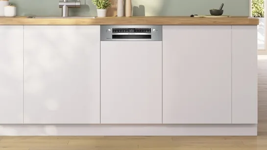 BOSCH Serie 4 Teilintegrierter Geschirrspüler 45 cm Gebürsteter Stahl SPI4HMS13E