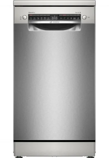 BOSCH Serie 4 Freistehender Geschirrspüler 45 cm Gebürsteter Stahl mit Anti-Fingerprint SPS4HMI49E