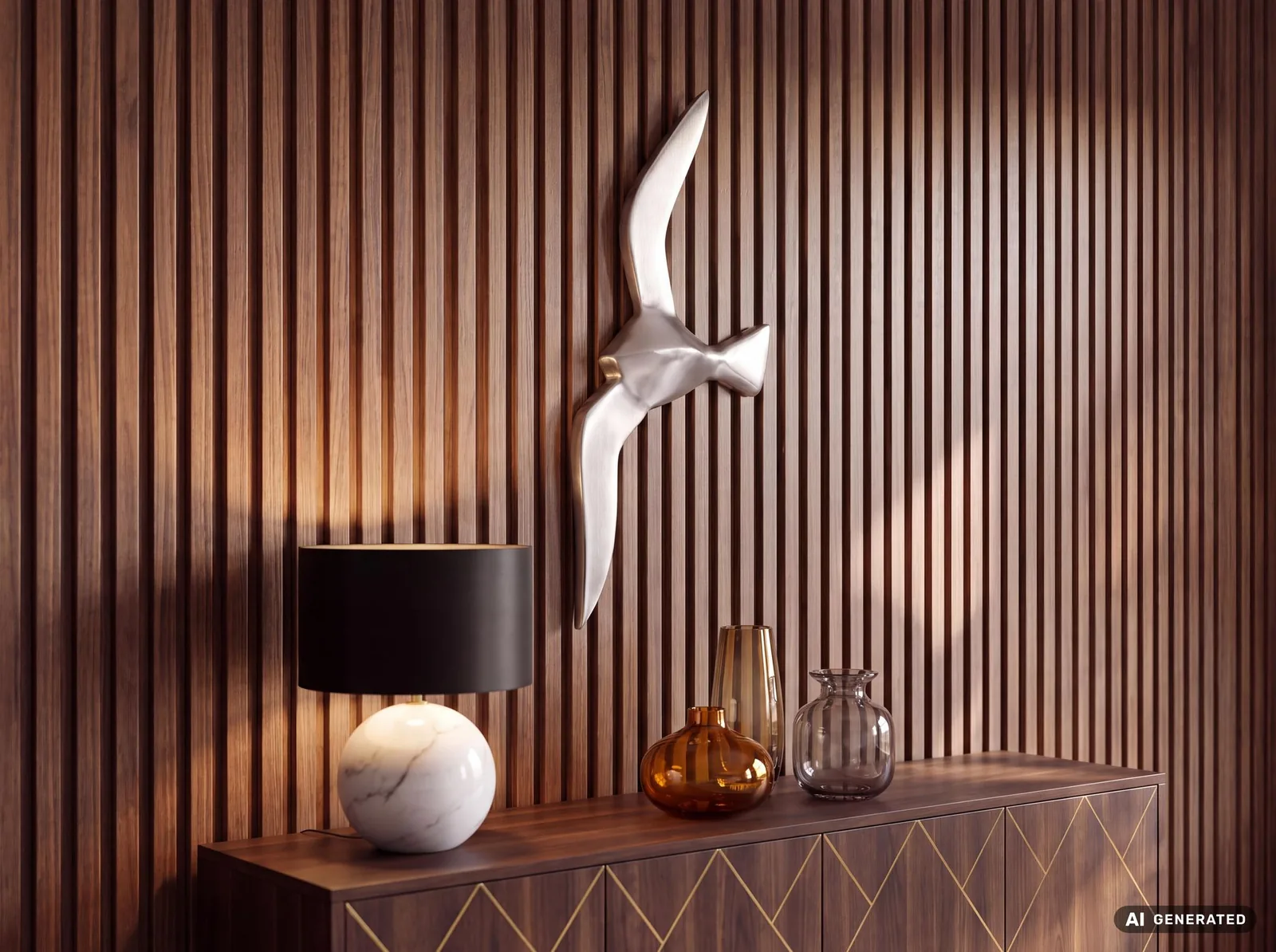 FineBuy Wanddekoration Möwe aus Aluminium, Silber