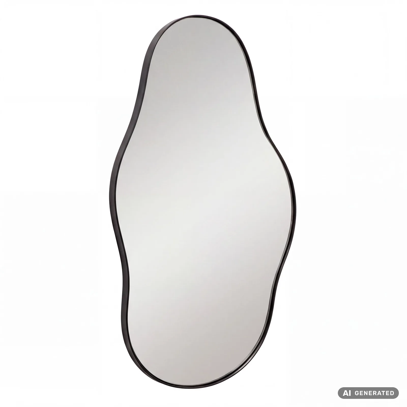 FineBuy Wandspiegel in organischer Form, Schwarz – 40 × 80 cm