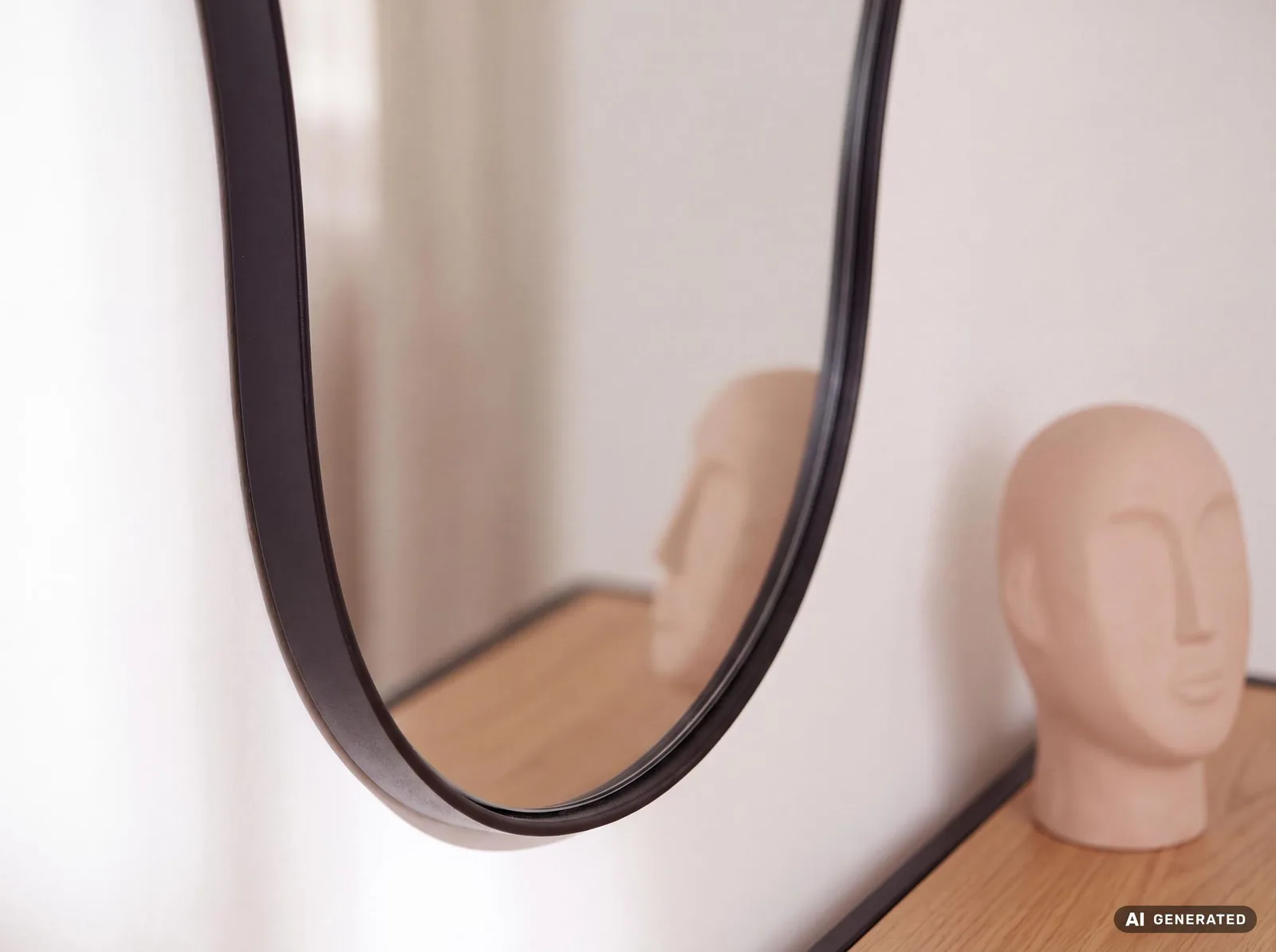 FineBuy Wandspiegel in organischer Form, Schwarz – 40 × 80 cm