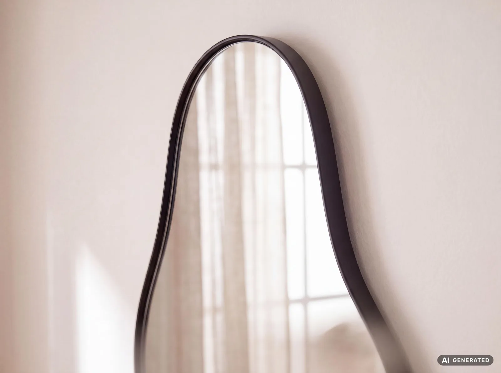 FineBuy Wandspiegel in organischer Form, Schwarz – 40 × 80 cm