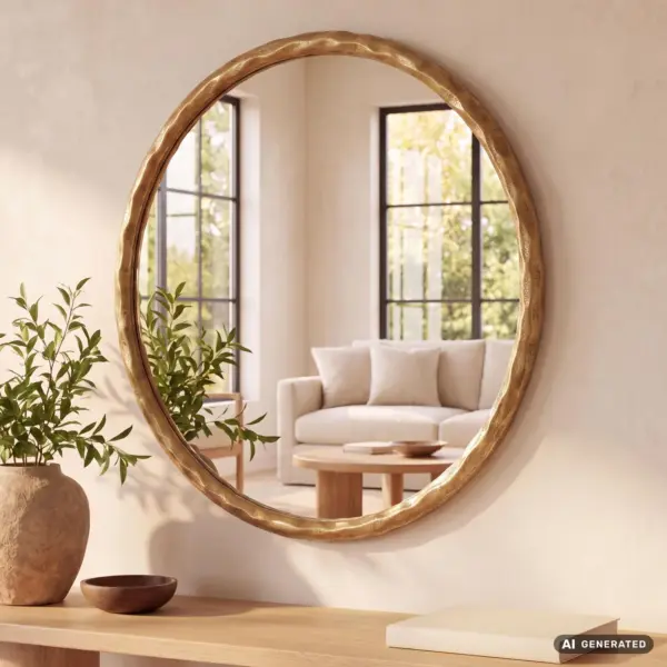 FineBuy Wandspiegel, Gold – 60 cm