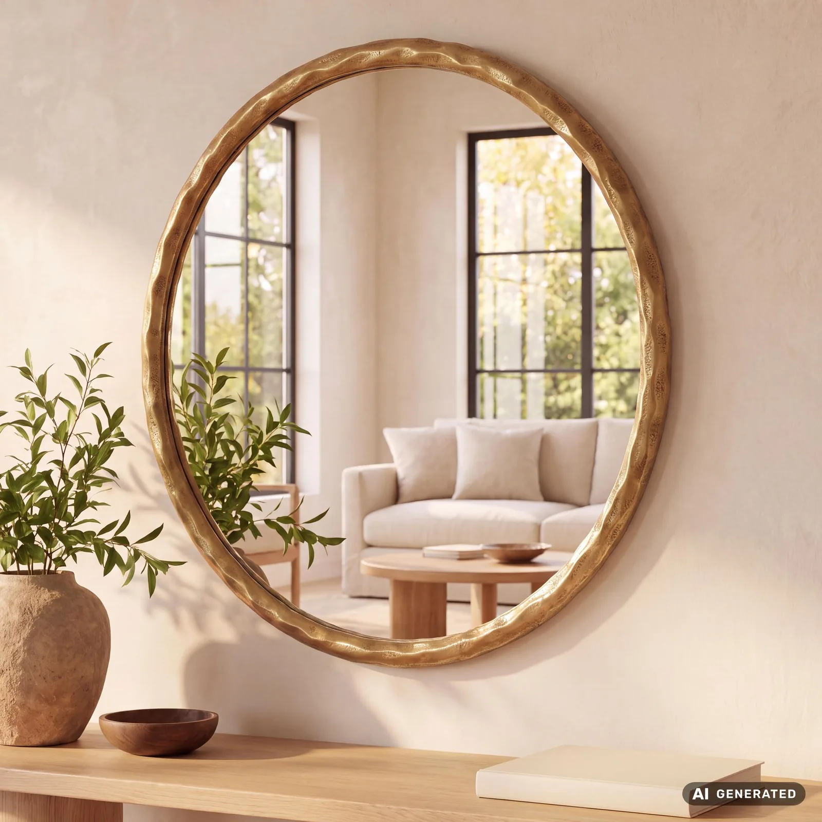 FineBuy Wandspiegel, Gold – 60 cm