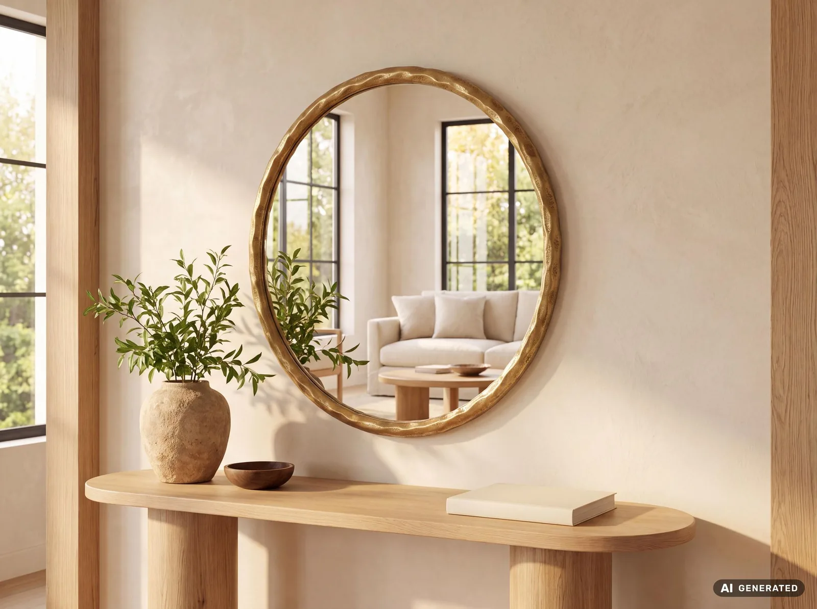 FineBuy Wandspiegel, Gold – 60 cm