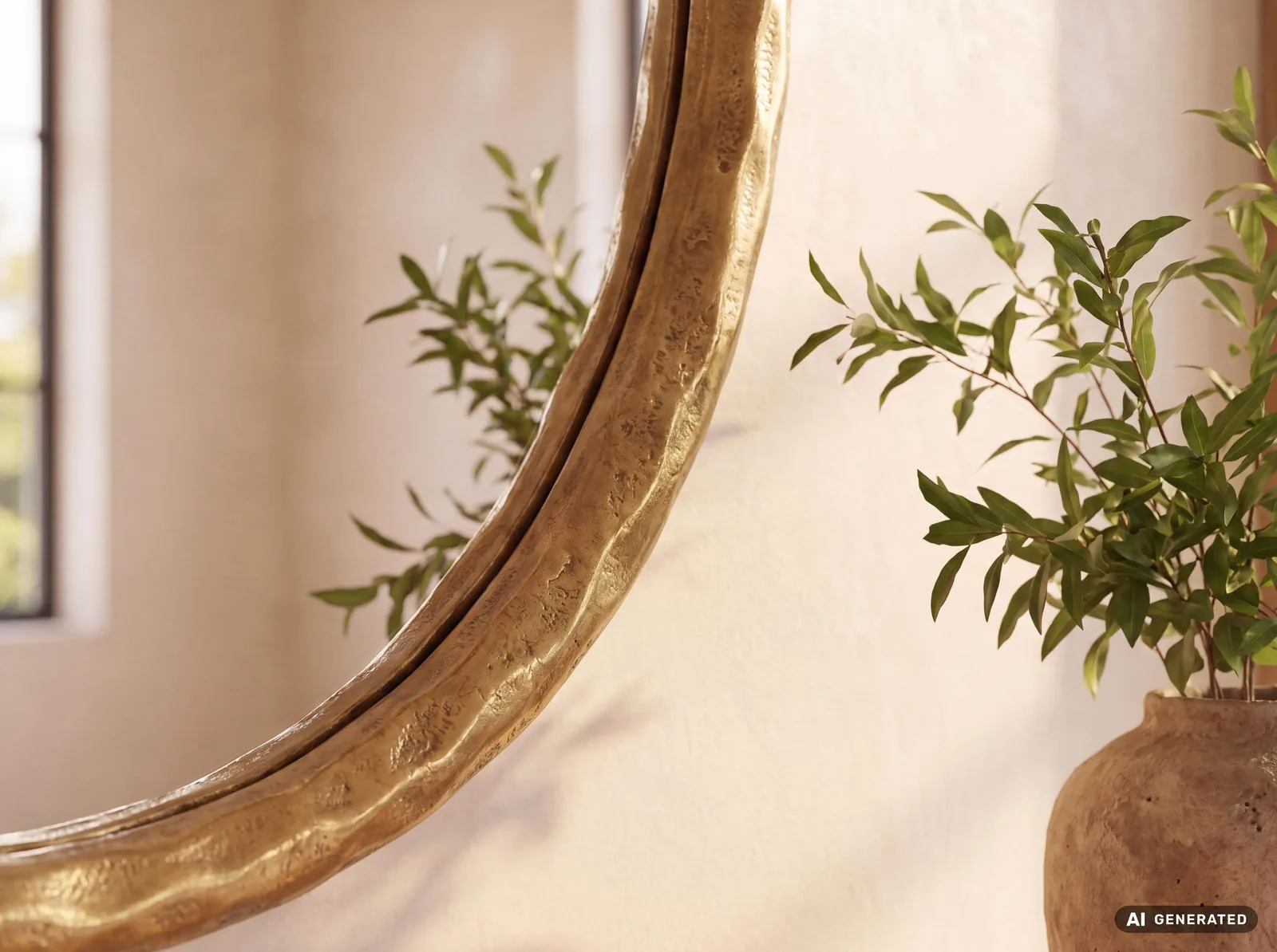 FineBuy Wandspiegel, Gold – 60 cm