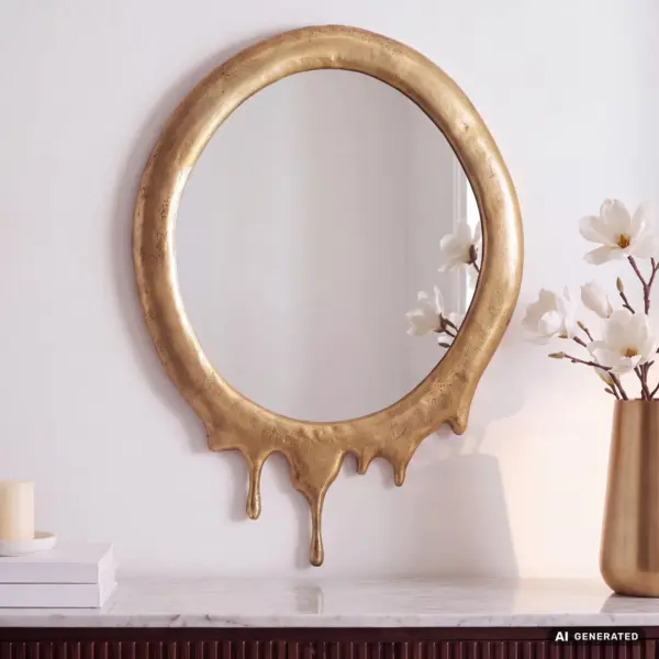 FineBuy Wandspiegel aus Aluminium, Gold – 50 × 71 cm