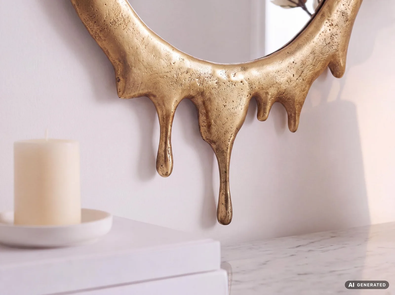 FineBuy Wandspiegel aus Aluminium, Gold – 50 × 71 cm