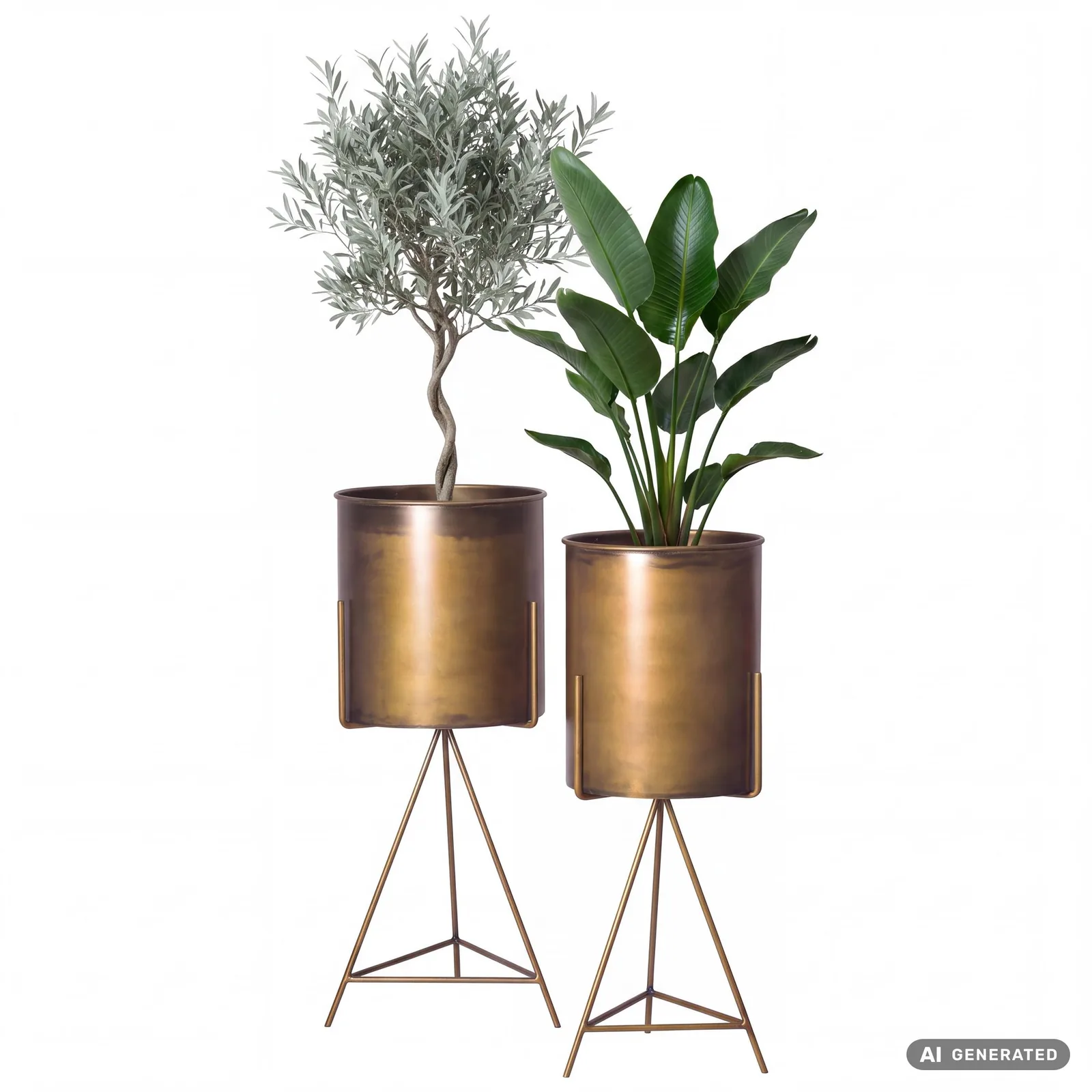 FineBuy Blumentopf 2er Set Metall Pflanzkübel, Gold