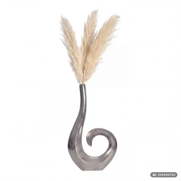 FineBuy Deko Vase aus Aluminium, Silber – 47 cm