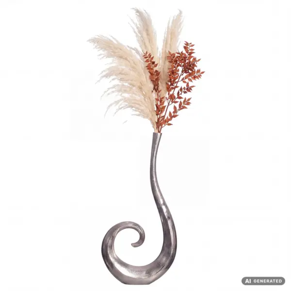 FineBuy Deko Vase aus Aluminium, Silber – 100 cm