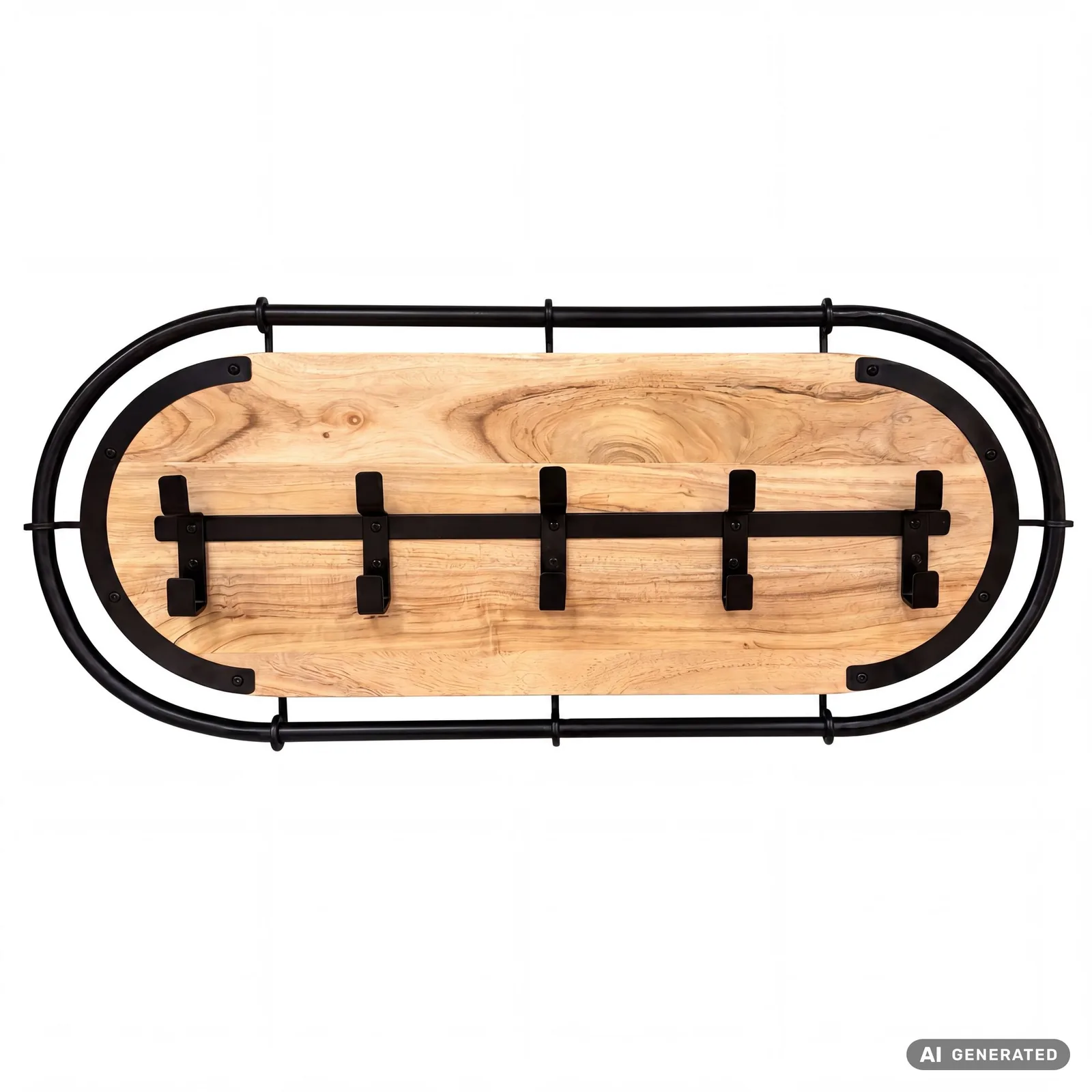 FineBuy Wandgarderobe Akazie Massivholz Modernes Garderobenpaneel Hängegarderobe mit Haken, Braun