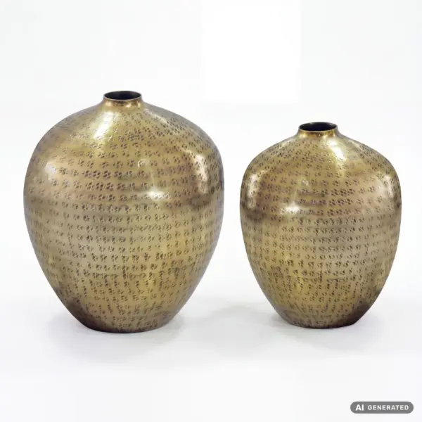FineBuy Tischvase 2er Set Aluminium Dekovase rund, Silber