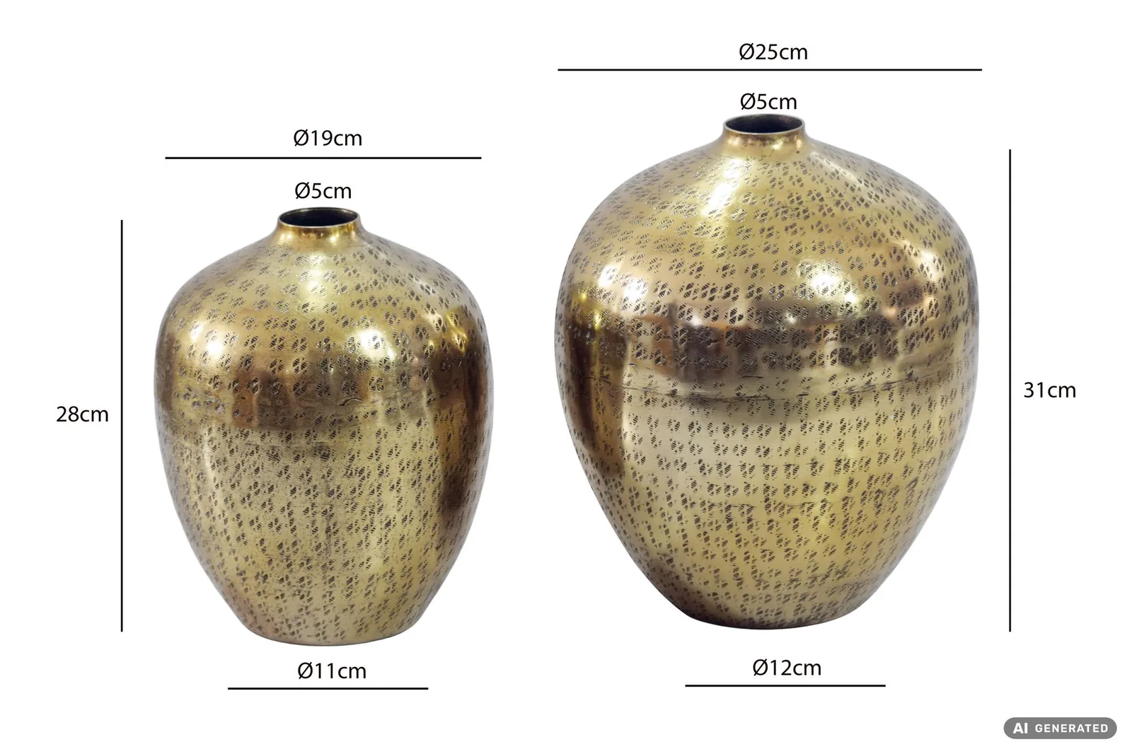 FineBuy Tischvase 2er Set Aluminium Dekovase rund, Silber