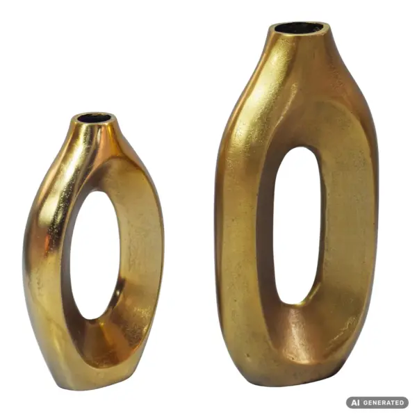 FineBuy Dekovase 2er Set Metall Design Blumenvase Groß, Silber