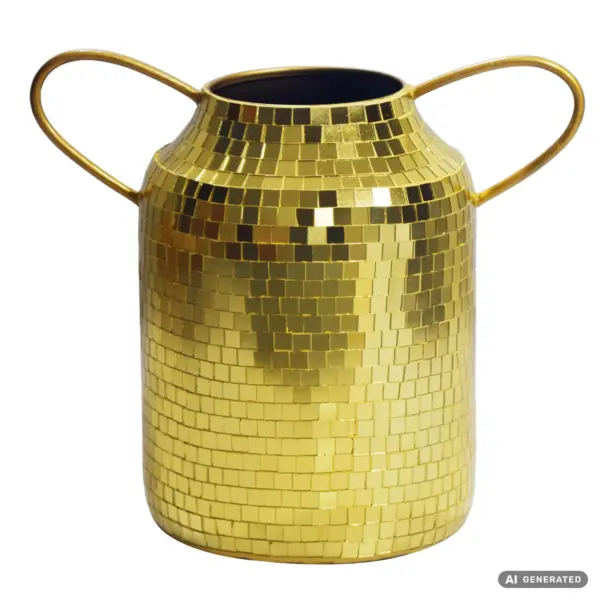 FineBuy Tischvase Aluminium 32cm, 32 cm – für Trockenblumen