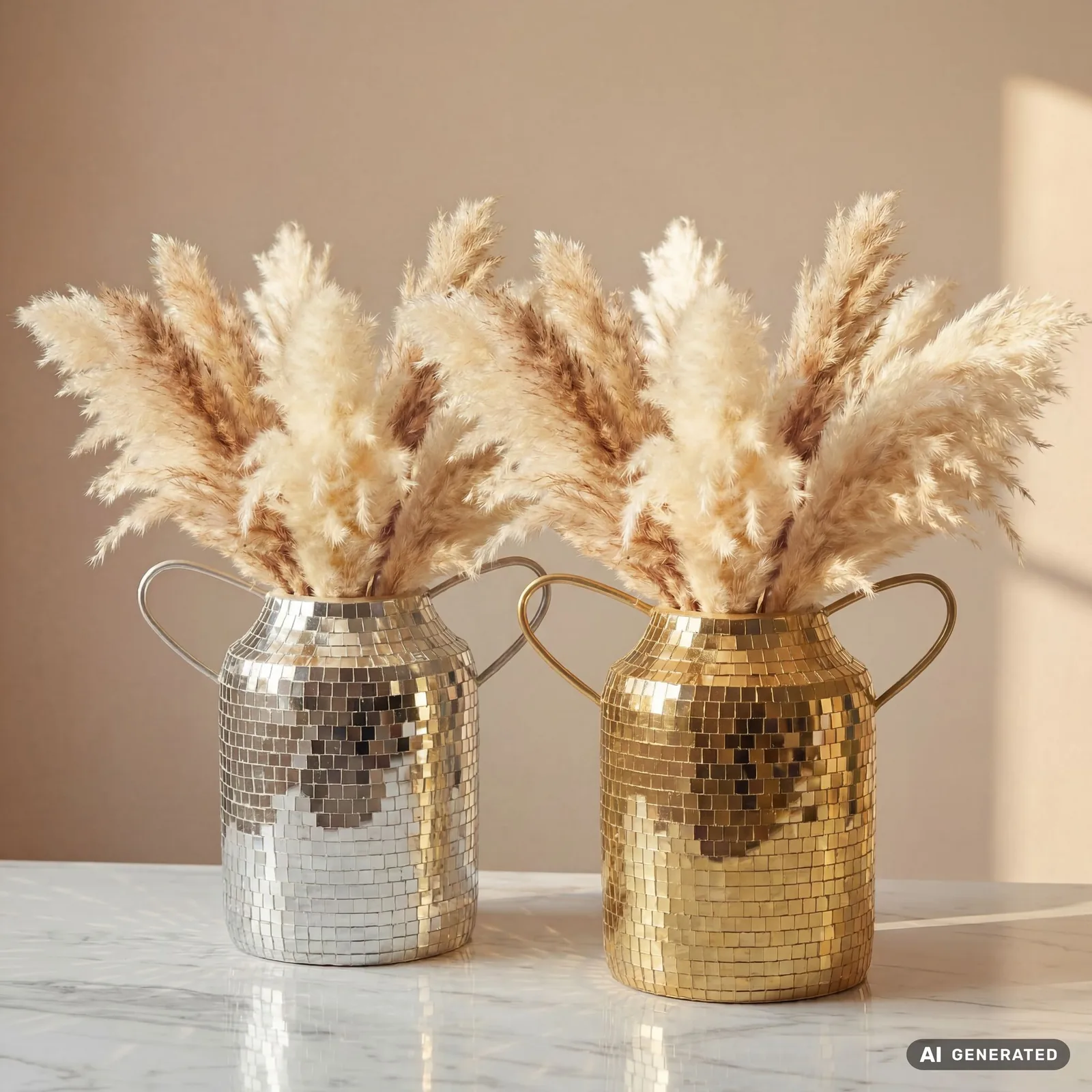 FineBuy Tischvase Aluminium 32cm, 32 cm – für Trockenblumen