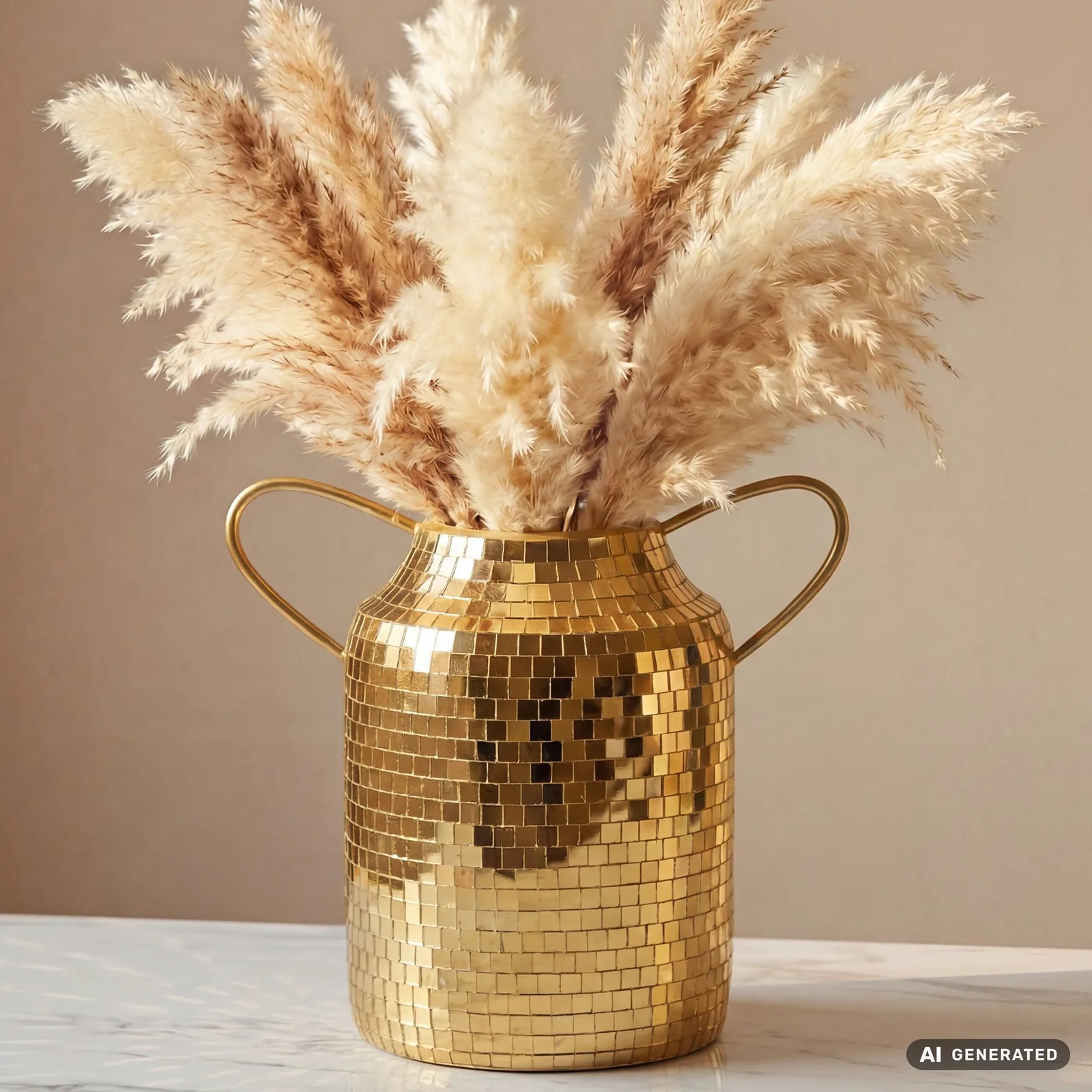FineBuy Tischvase Aluminium 32cm, 32 cm – für Trockenblumen