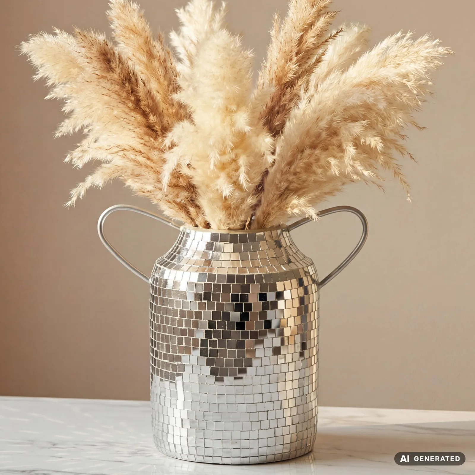 FineBuy Tischvase Aluminium 32cm, 32 cm – für Trockenblumen