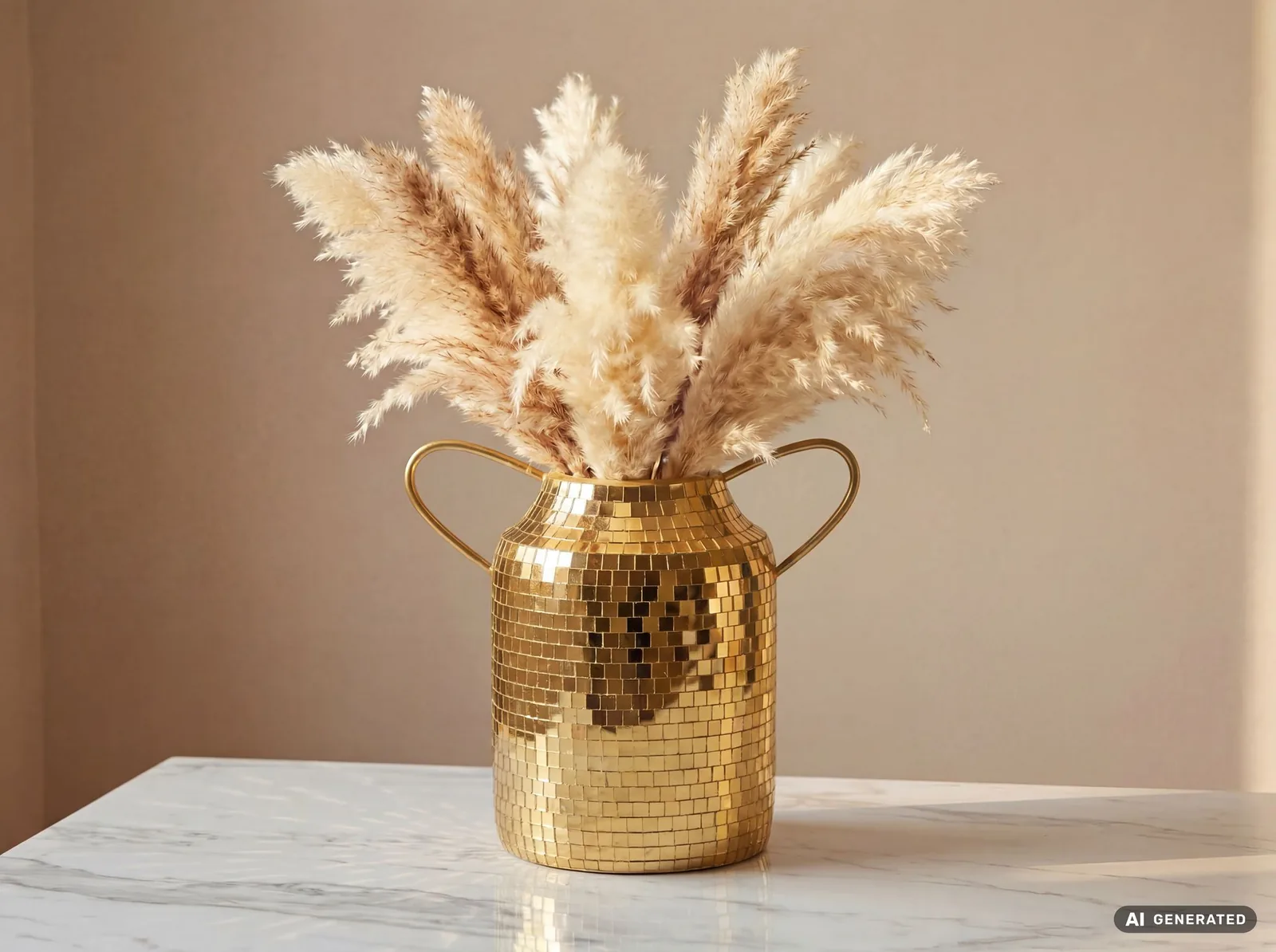 FineBuy Tischvase Aluminium 32cm, 32 cm – für Trockenblumen