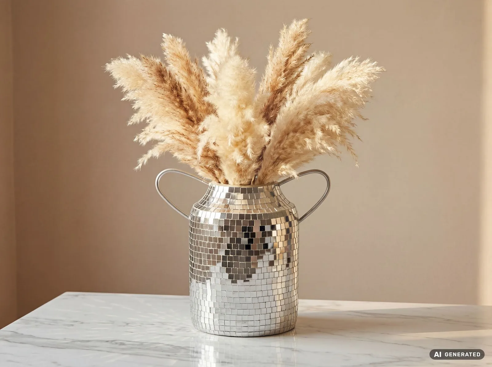 FineBuy Tischvase Aluminium 32cm, 32 cm – für Trockenblumen